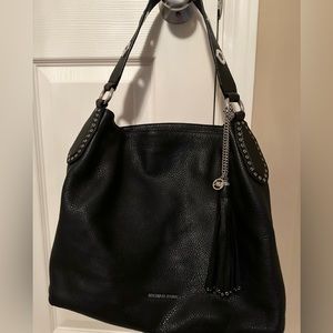 Michael Kors Black Leather Shoulder Bag Grommet Strap